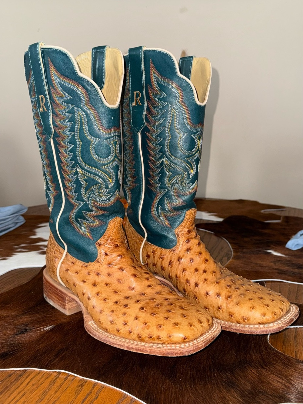R. Watson Tan Ostrich Men's Western Boots. Keep very conditioned.